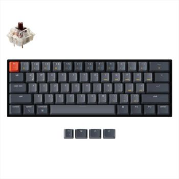 KEYBOARD MECHANICAL KEYCHRON K12 HS RGB LED 60% Gateron G Pro Brown switch Multi-Device (Wired+Bluetooth), Black, K12-H3