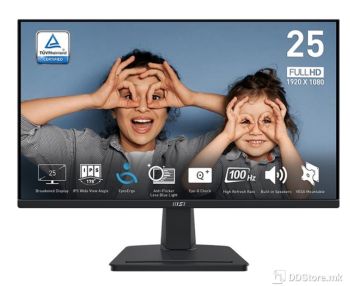 MSI PRO MP251 Monitor 24.5" IPS, 100Hz, FHD, HDMI, VGA, Speakers, Tilt, Frameless, VESA