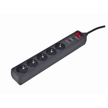Gembird Surge protector, 5 sockets, 3 m, black, PN:SPG5-C-10