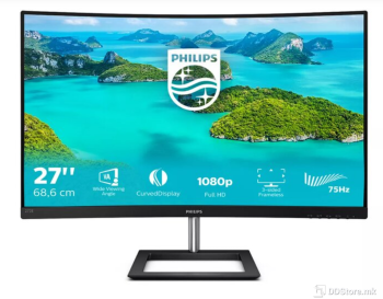 MONITOR PHILIPS LED 27'' 272E1CA, FHD 1920x1080@75Hz, Curved 1500R Design, 4ms, 3000:1, HDMI, DP, speakers 2x3W, Black