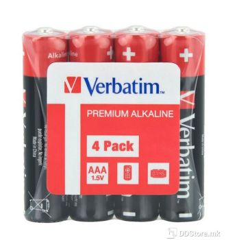 VERBATIM AAA BATTERY ALKALINE 4 PACK SHRINK, 1.5V