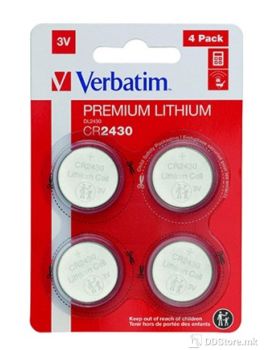 VERBATIM CR2430 BATTERY LITHIUM 3V 4 PACK