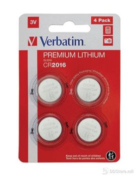 VERBATIM CR2016 BATTERY LITHIUM 3V 4 PACK