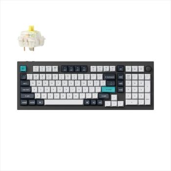 KEYBOARD MECHANICAL KEYCHRON Q5 MAX QMK/VIA RGB Al. body, HS Gateron Jupiter Banana, 2.4 GHz & BT, Carbon Black, w/knob, Q5M-M4