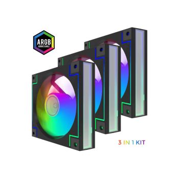 GameMax RD300 BK Cooling Fan, 3x 12CM Rainbow ARGB Fans