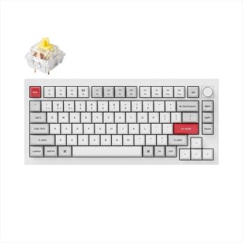 KEYBOARD MECHANICAL KEYCHRON Q1 PRO ALUMINIUM HS RGB LED 75% Keychron K Pro Banana switch,Multi-Device (Wired+Bluetooth), White Grey,w/knob, Q1P-P4