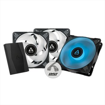 COOLERS CASE FAN 120mm ARCTIC P12 PWM PST RGB 0dB Pack of 3 (3x120mm) 2000 RPM w/controller, BLACK ACFAN00229A
