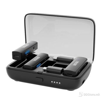 MICROPHONE WIRELESS SYSTEM BOYA LINK ALL IN ONE, 2xMIC, USB-C, Lightning, and 3.5mm receiver, black