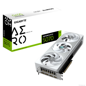 GIGABYTE Graphic Card GeForce RTX 5070 AERO OC 12G, 2625 MHz Core Clock
