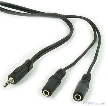 Cable Stereo Plug 3,5mm to Double Stereo Sockets 3,5mm 10cm audio Black