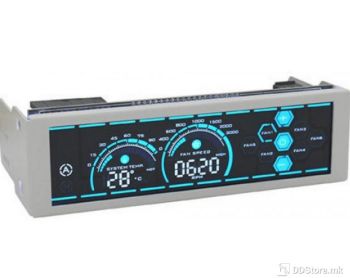 LC-Power 5.25“ fan controller for up to 6 fans (24W), 3/4 pin PWM, 2x 18 LED strip, LC-CFC-LED