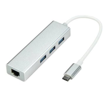 Power Box HUB 4 in 1 with USB 3.1 Type C Connection Cable to 3 x USB 3.0 ports, White