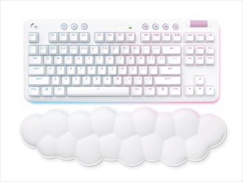 LOGITECH G715 LIGHTSPEED WIRELESS TKL RGB GX TACTILE WHITE MIST, w/bluetooth+ palm rest, 920-010465